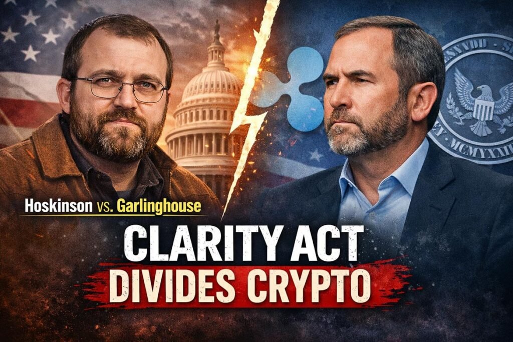 Cardano Founder Slams Ripple CEO Over CLARITY Act Support as Crypto Industry Faces Major Divide